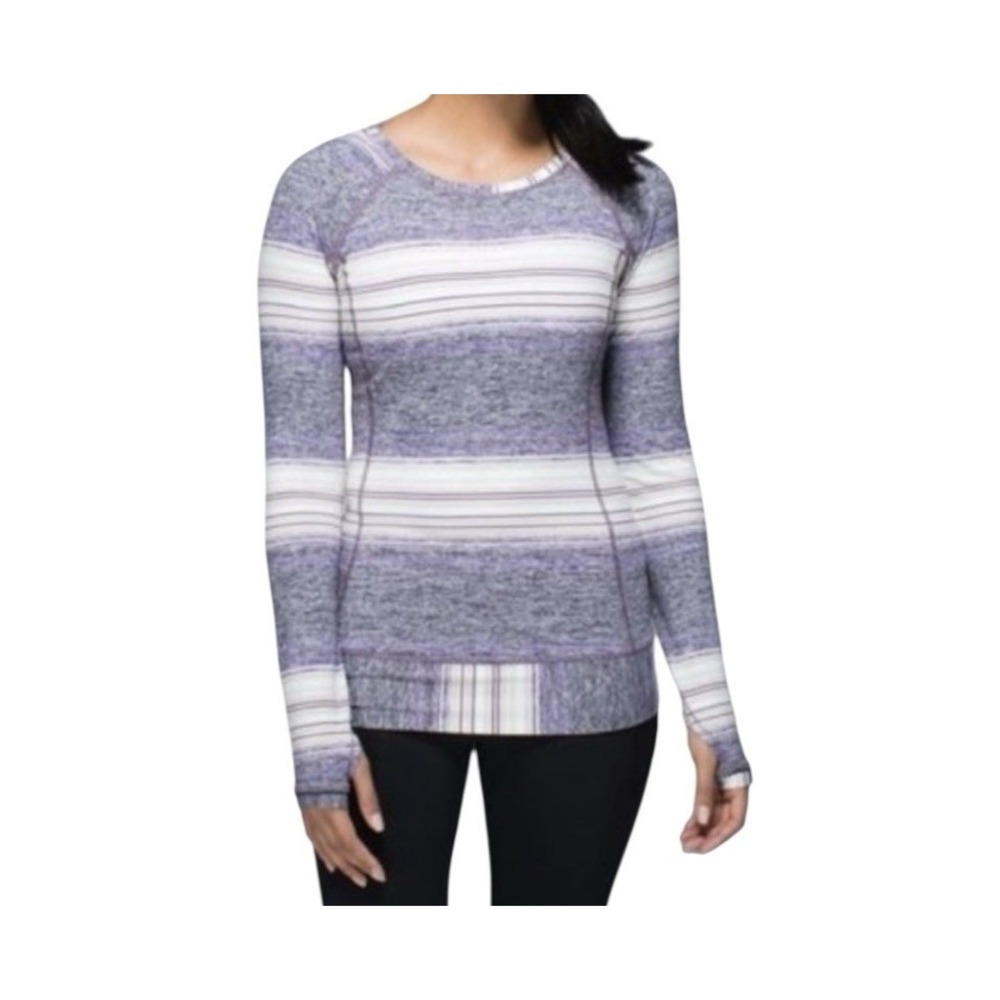 Lululemon Top Women's Size 6 Race Your Pace Long Sleeve Osaka Stripe Athleisure